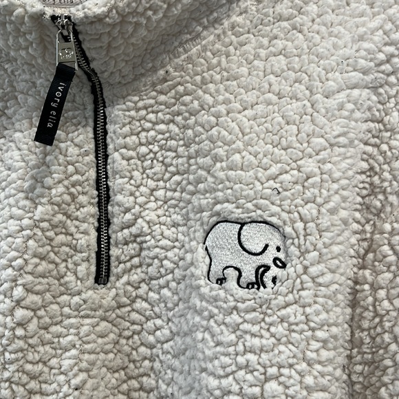 Ivory Ella Cloud Sherpa Zip Off-white Pullover Jacket Size XL - Picture 4 of 15